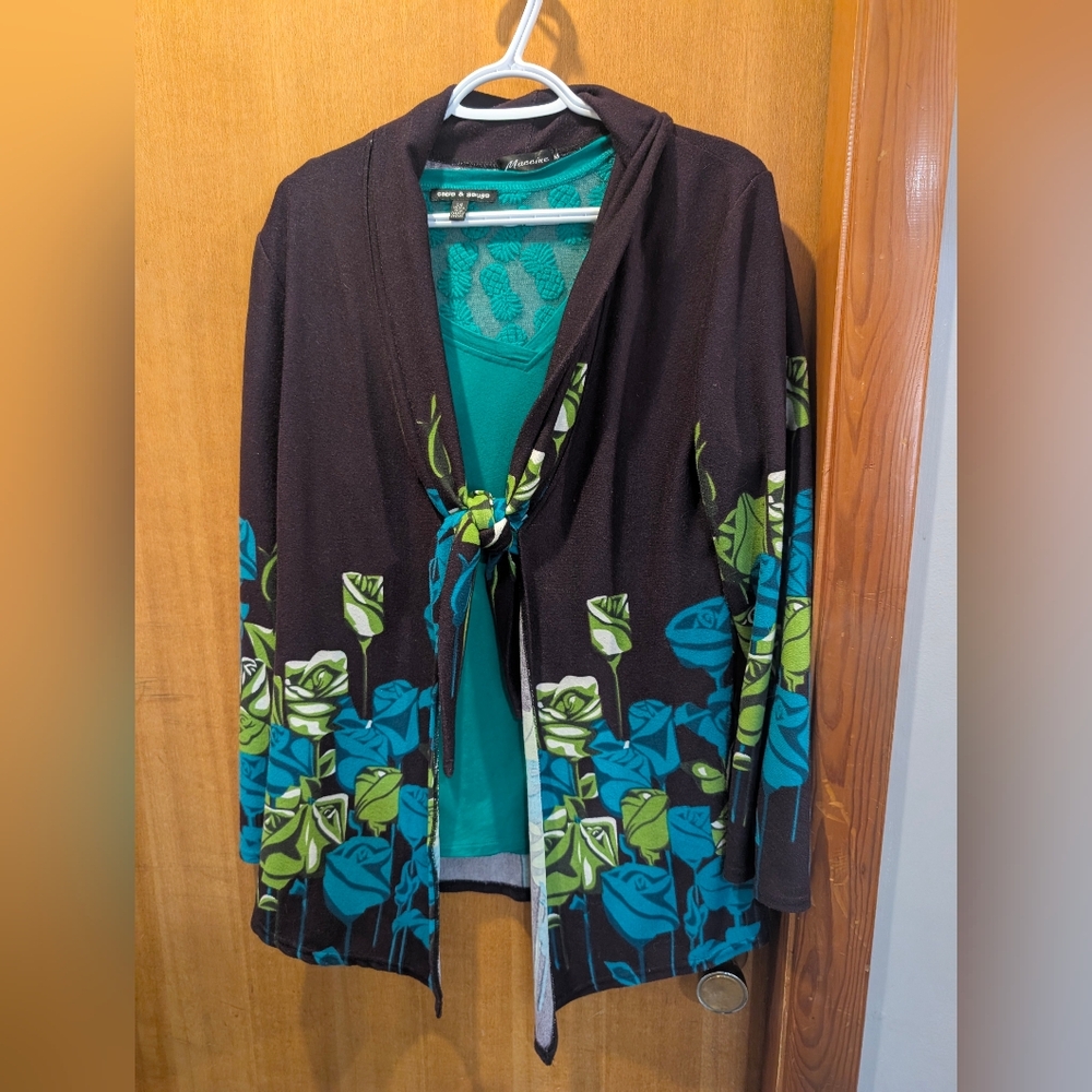 Maccine Floral Tie-Front Cardigan Size Medium
